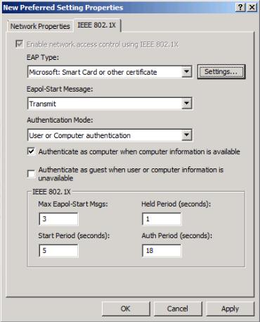 Step 24: Select WPA2 for Authentication and AES for Encryption. Step 25: Click the IEEE 802.1X tab. Step 28: Click Settings.