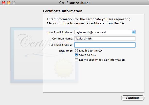 CA. Step 1: In the Keychain Access utility, from the Keychain Access menu, choose Certificate Assistant >