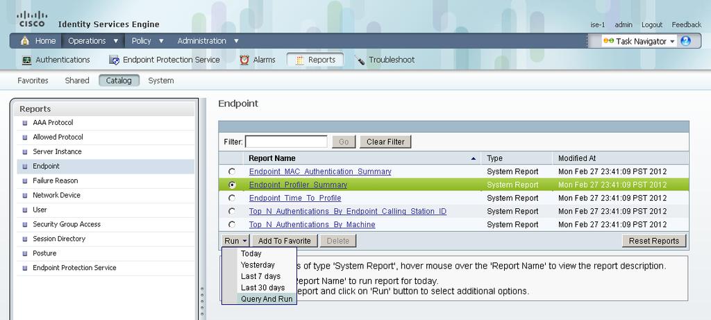 Step 5: If you choose Query and Run, all the parameters available for the report display. After choosing the parameters you want, click Run to generate the report.