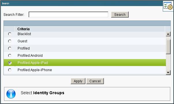 Procedure 7 Create device type reports Step 7: Select the group Profiled:AppleiPad, and then click Apply.