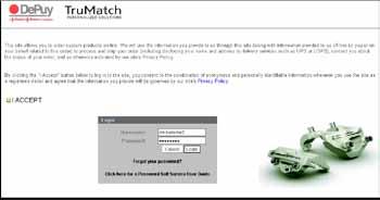 This will access the Login screen (Figure 3), for the secured ordering and case tracking website.