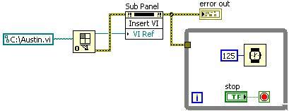 23. The front panel of Austin.vi is currently open. Assuming C:\Austin.vi is the correct path to the VI, what happens when this code runs? a. The front panel of Austin.vi will close, and Austin.