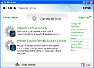 Getting Started Advanced Tools & Settings After the initial setup is complete, you have the option to change settings like your network name, security type, and password.