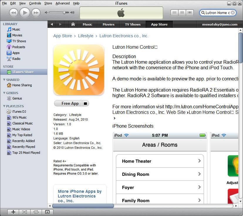 To install the onto your iphone or ipod touch, search for Lutron Home Control in itunes in the App