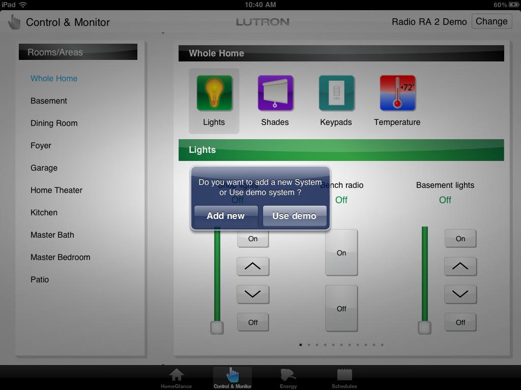 How to Use the ipad App Configure the Demo System When you first launch the ipad