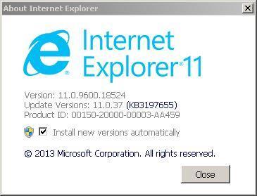 Microsoft Internet Explorer Only the latest web browser version must be used. As of May 5, 2017 the latest version is IE 11. (This will appear as any version that begins with 11.).