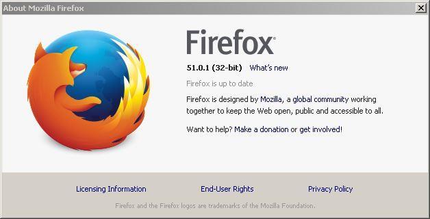 Mozilla Firefox The latest version or the next to the latest version must be used. As of May 5, 2017 the latest version is 53.0, which is version 53.