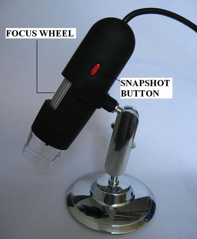Quick Look at the Digital Microscope 1/ Use the FOCUS WHEEL to focus the microscope on the subject.