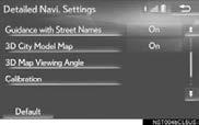 5. SETUP 1. DETAILED NAVIGATION SETTINGS Settings are available for pop-up information, favorite POI categories, low fuel warning, etc.