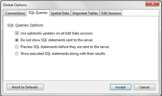 SQL Queries Tab one hour one day one week one month indefinitely Delaying by an hour, day, week, or month displays the prompt to migrate again after that time elapses.