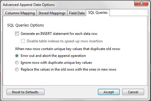 4 Appending table data with MySQL for Excel: Field Data Options Field Data Options Use the first 100 (default) Excel data rows to preview and calculate data types.