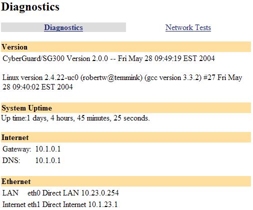 Figure 11-3 Network tests Basic network diagnostic tests (ping, traceroute) can be