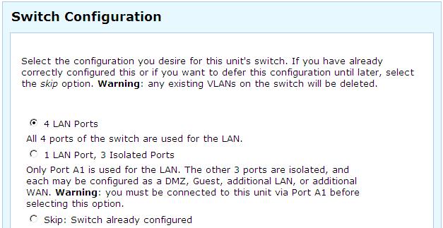 Set up the CyberGuard SG Appliance s Switch Note This page will only display if you are setting up the SG560, SG565 or SG580. Otherwise skip to Set up the PCs on your LAN to Access the Internet.