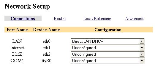 3. Network Connections This chapter describes the Network Setup section of the Web Management Console. Here you can configure each of your CyberGuard SG appliance s network ports (Ethernet, serial).