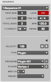 Plugin Program A Plugin Program lets you send your Sequences' MIDI data through a loaded plugin. To turn a Program into a Plugin Program: 1. In the software, click the Main Mode tab. 2.