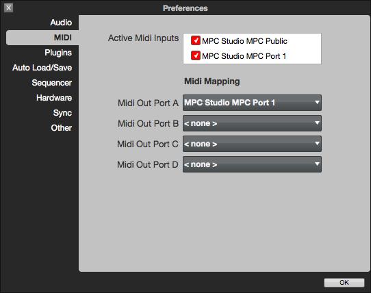 Preferences: MIDI Tab o Active Midi Inputs: These checkboxes represent the active installed MIDI inputs on your computer system.