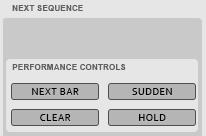Next Sequence Section During the playback of a Sequence, this section gives you the following options: Click Next Bar to change the Sequence at the beginning of the next bar.