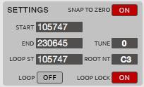 Settings Section This section lets you edit various parameters affecting playback and loop functions.