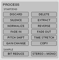 Process Section The Process section gives you various editing options for the selected sample. In the software, click the desired sample editing option (described below).