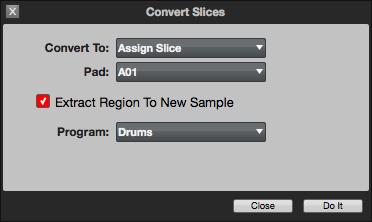 Click Program to specify a Program to which you want to add the assigned slice.