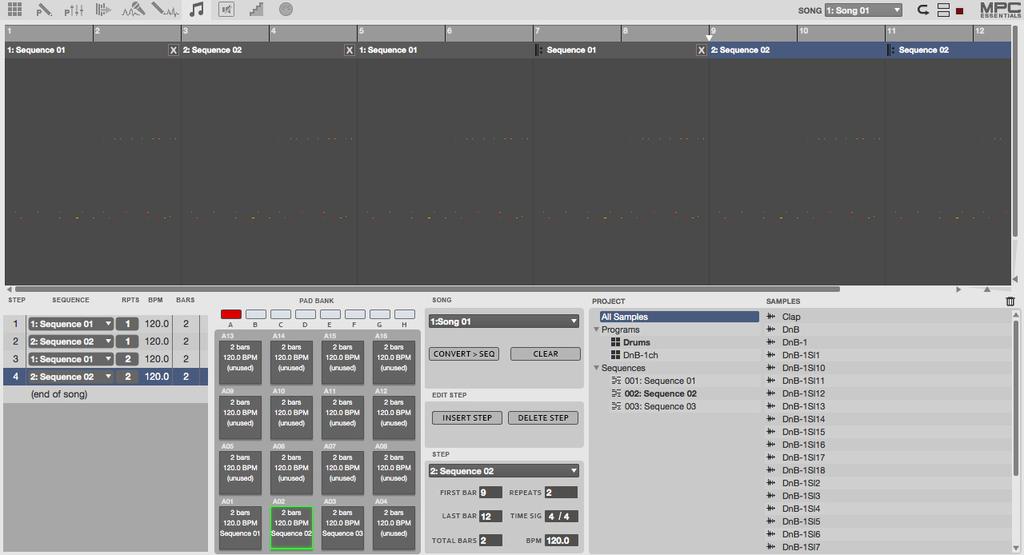 Song Mode Song Mode lets you arrange Sequences in a specific order and/or repetition to create songs. You can edit the structure of a Song during playback for easy, on-the-fly composing.