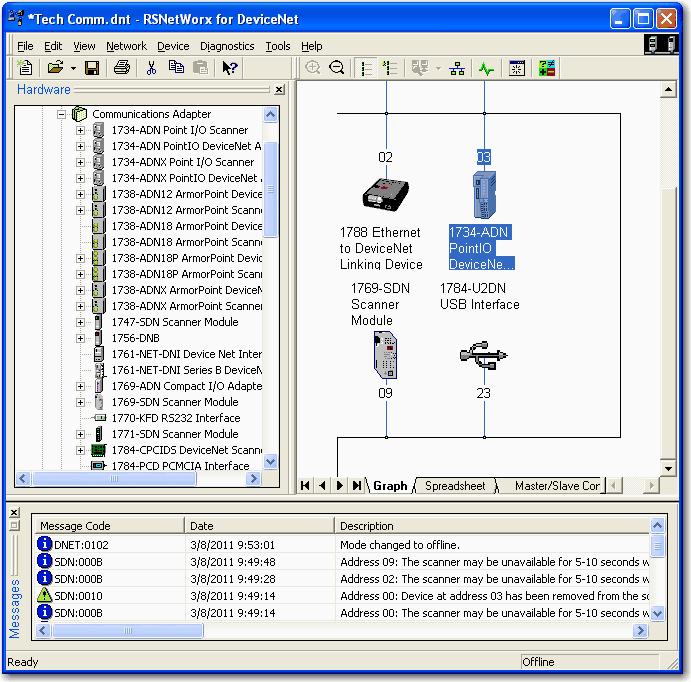 Chapter 3 Connect Devices to the Network Set Node Address via Software You can set a device s node address in RSNetWorx for DeviceNet software.