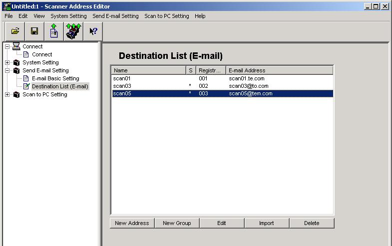 3-3 Address Editor (2) Destination List (E-mail) Select this item when you want to confirm