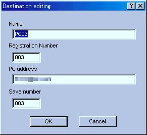 3-3 Address Editor (2) Registering and Editing Destination Information (Scan to PC function) The Destination editing Dialogue Box allows you to register new destinations under the Scan to PC