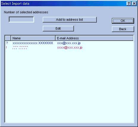 3-3 Address Editor (3) Checking Information to be Imported The Select Import data Dialogue Box allows you to