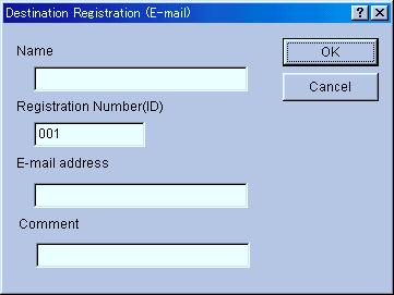 3-4 Address Book (3) Registering and editing destination information for the Send E-mail function The Destination Registration (E-mail) Dialogue Box allows you to register new destinations or edit