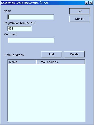 3-4 Address Book (4) Registering and editing destination group information for the Send E-mail function The Destination Group Registration (E-mail) Dialogue Box allows you to register new destination