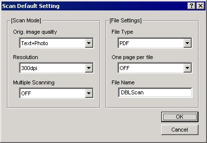 3-7 DB Assistant 6. Select the desired settings in the Default Setting window and click on OK in order to save those settings and return to the setup dialogue box.