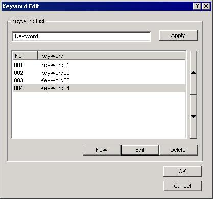 3-7 DB Assistant 10. Enter a keyword (up to 32 characters) into the Keyword List field.
