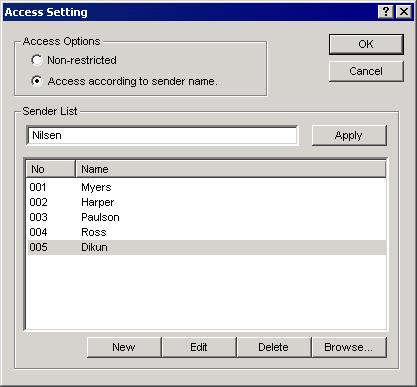 3-7 DB Assistant Supplemental: Making Settings related to the Access according to sender name option This section explains the procedures for making settings related for step 7 of 3-7-5 Setting Up