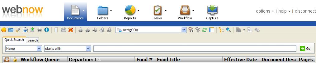 This page is used strictly for electronic transmission of the invoice to the imaging system. General Document Search There are several ways to search for documents in the AcctgCOA view.