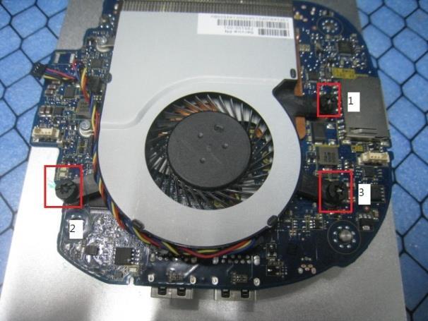 Remove fan cable from M/B 2.