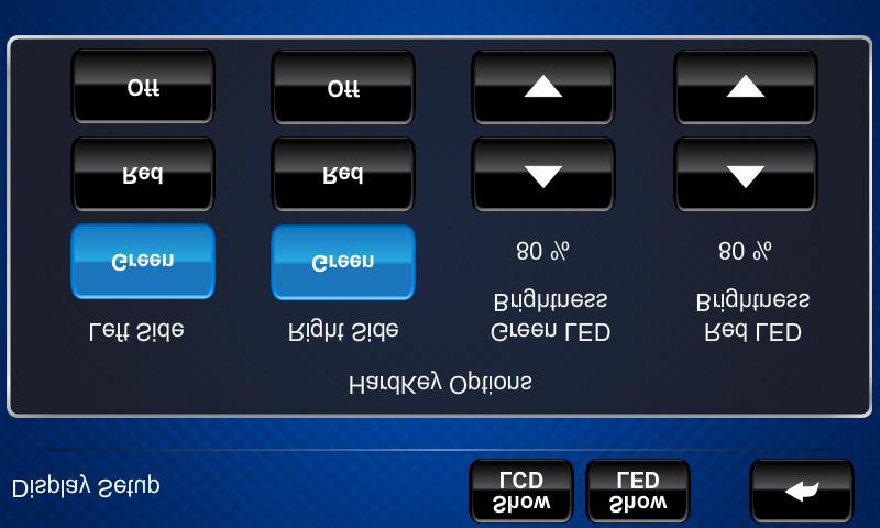 Crestron TSCW-730 7 Screen Control System Show LED to display the Hardkey Options controls.