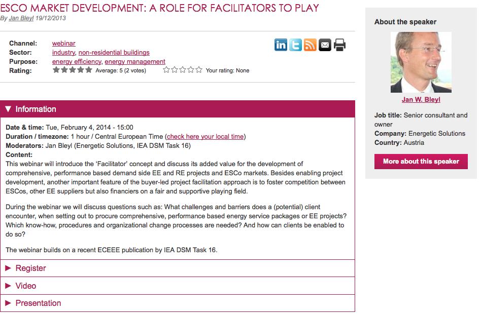 Leonardo ENERGY Webinar: Role of Facilitators for ESCo Project Development http://www.leonardo-energy.