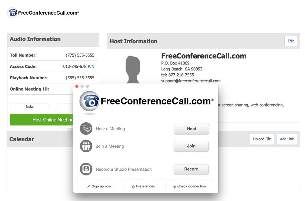 14 Meeting Wall Login for Hosts Participant Login To access the Meeting Wall, the participant can go to the FreeConferenceCall.com web site, www.freeconferencecall.com, and click the Join button.