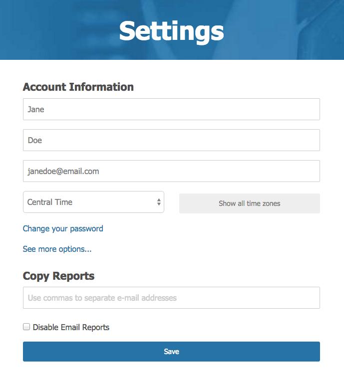 51 Account Management Profile Screen If you wish to change your password, click the change password link-button near the Password field on the Account