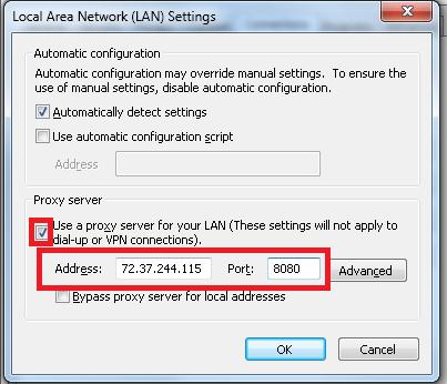 Enter the IP address of the CWS tower in the Address field and the port number in the