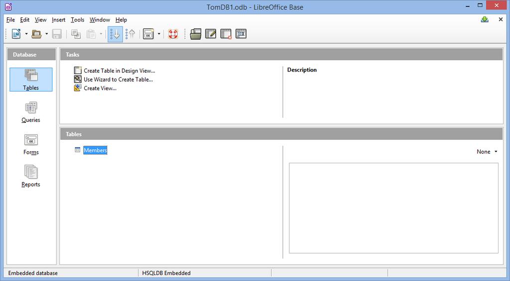 LibreOffice Base Full-featured stand-alone database program User Interface is MS Access 2003 style Menus, Toolbars, lots of keyboard shortcuts.
