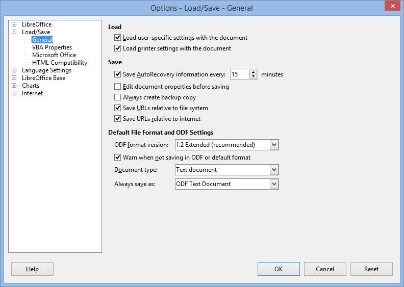 LibreOffice Options Click Tools > Options to launch the Options dialog There are many, many different