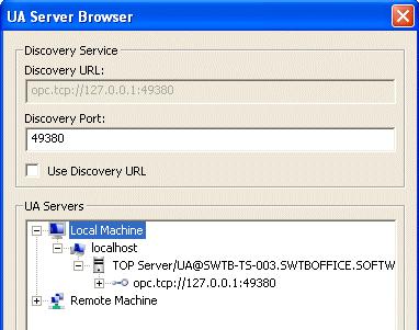 Page 37 of 40 Figure 37: Browsing with Discovery Service 4. To continue to use this endpoint to discover UA servers, enable the Use Discovery URL in the Discovery parameter at the top of the dialog.