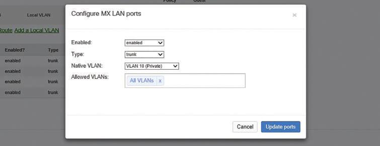 3. Adding a Switch Switches can be plugged into any of the free ports on the security appliance. The solution supports both VLAN capable and non-vlan switches.