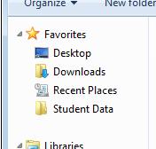 To Add your own favorite: Navigate to the folder you want to add. Perhaps you want to add a Student Data folder found in your mydocuments.
