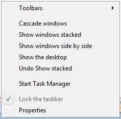 Reorganizing active windows Right-click an empty section of the taskbar provides several choices regarding how all of your active windows will be displayed.