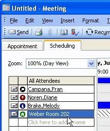 Scheduling: Identifying the Icons Meeting Organizer Required Attendee Optional Attendee Resource icon To Grant Calendar Permissions to Another Person There are two different options