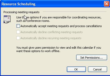 From the Calendar Properties dialog box, select the Permission tab.