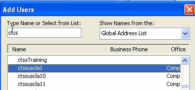 Outlook will give you the option to search for a user within the Global Address List or other